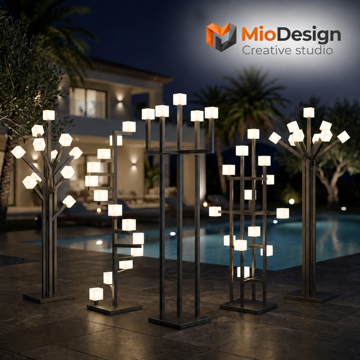 Linea "mangrovia" kit 5 lampade a led da terra a batteria ricaricabile