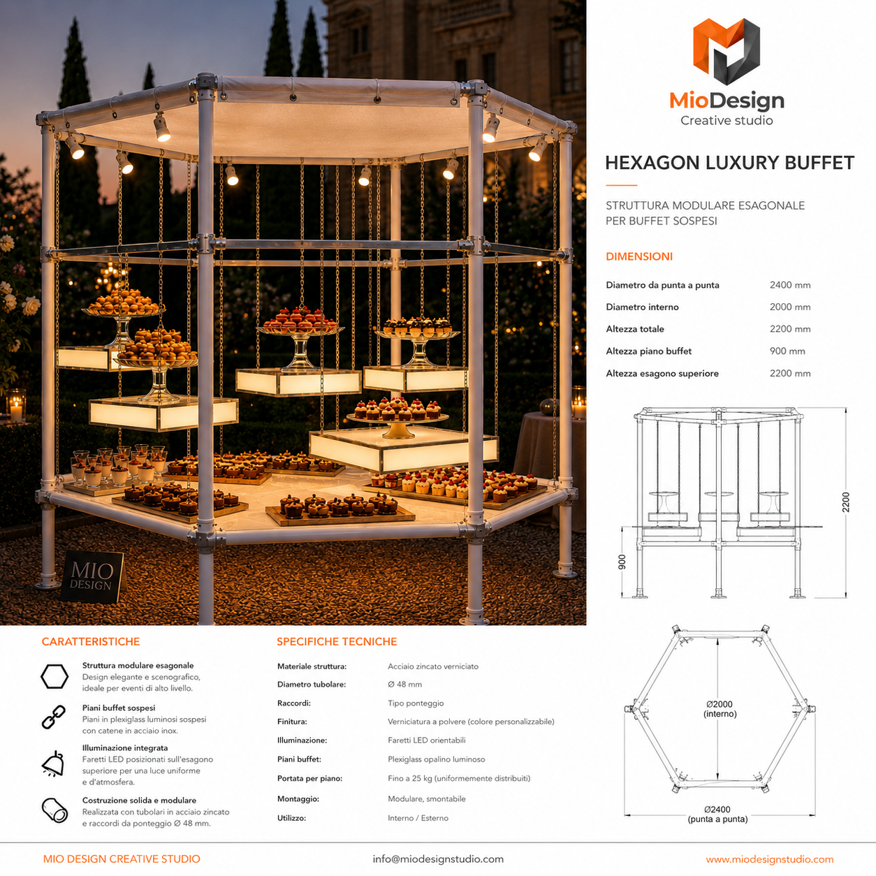 Hexagon luxury buffet