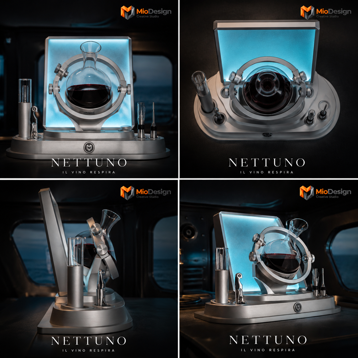 NETTUNO «IL VINO RESPIRA» Decanting / sommelier station anti-rollio