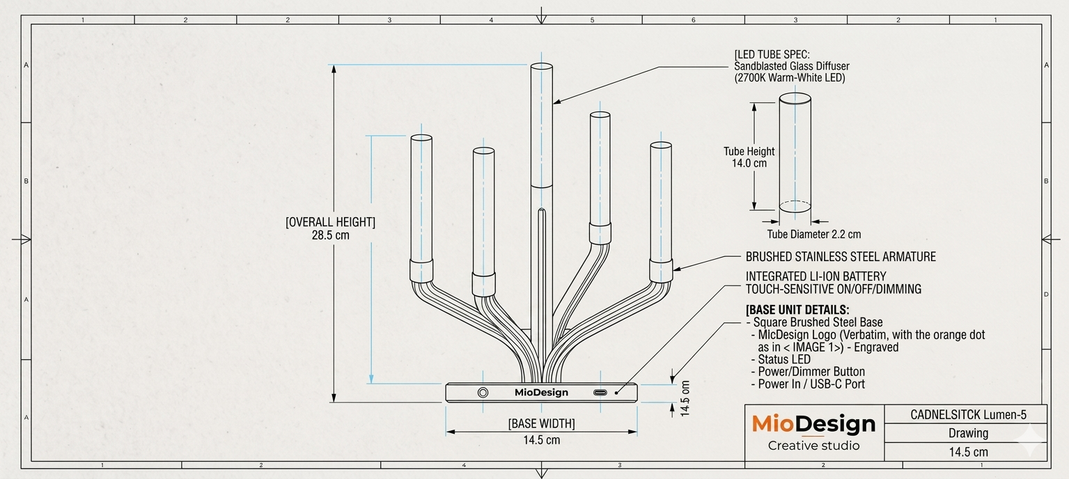 Candelabro 5 braccia Poseidone ( ordine minimo 20 PZ )