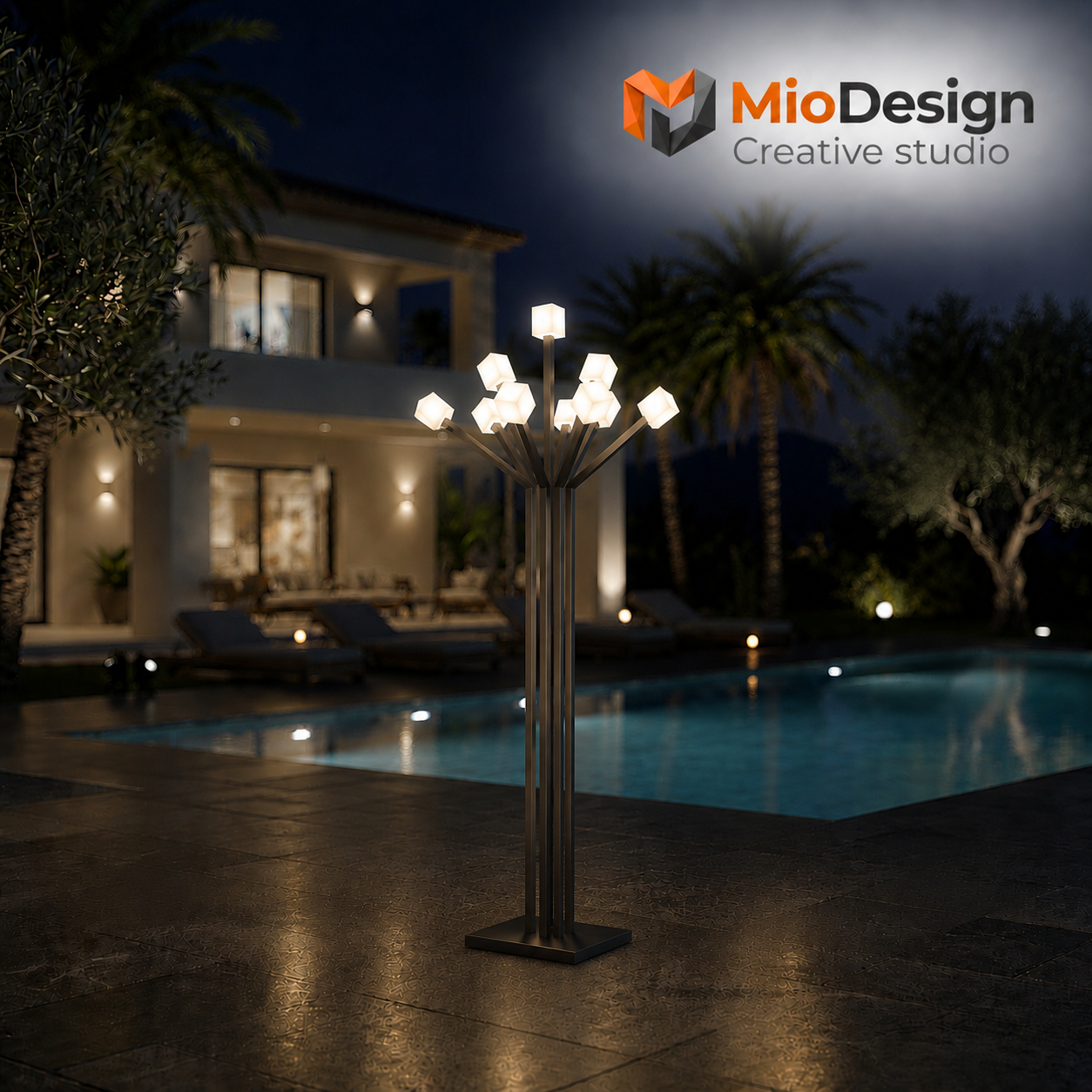Linea "mangrovia"  kit 5 lampade a led  da terra a batteria ricaricabile