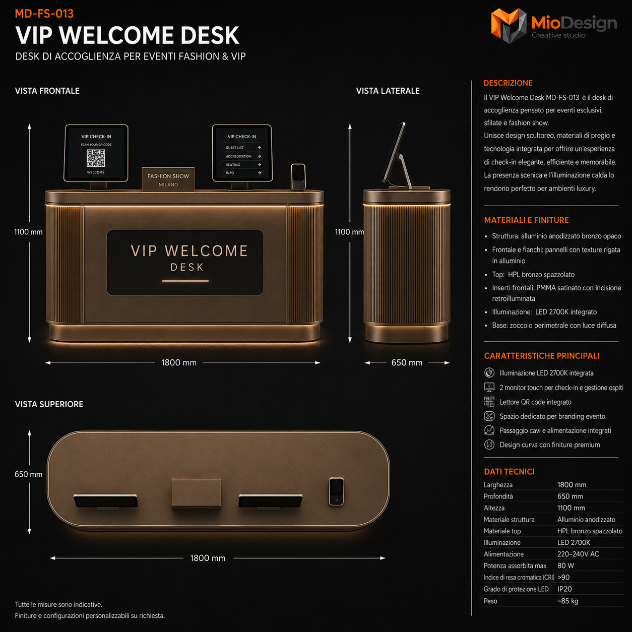 Vip welcome desk              chiedere preventivo