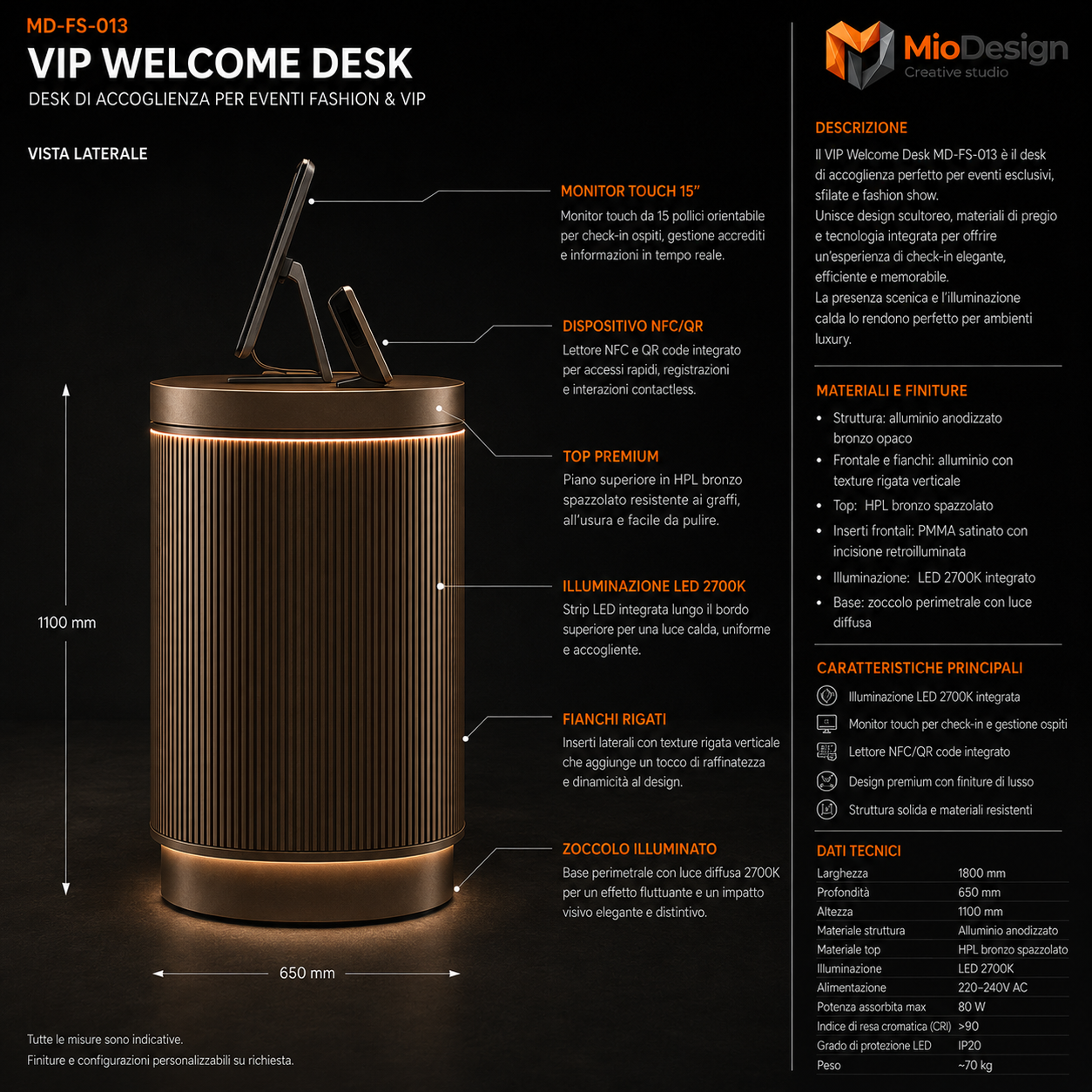 Vip welcome desk              chiedere preventivo