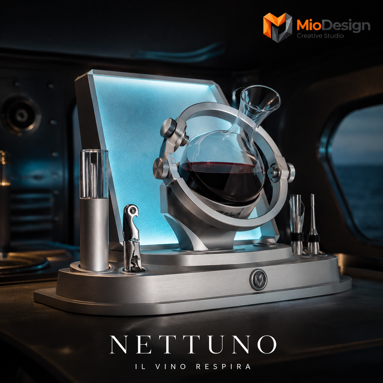 NETTUNO «IL VINO RESPIRA» Decanting / sommelier station anti-rollio