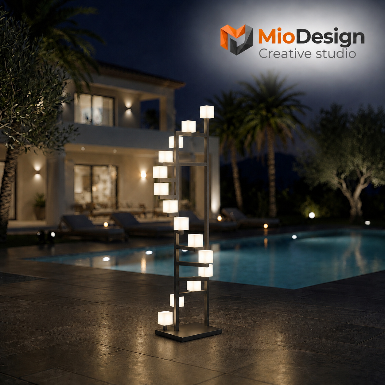 Linea "mangrovia"  kit 5 lampade a led  da terra a batteria ricaricabile