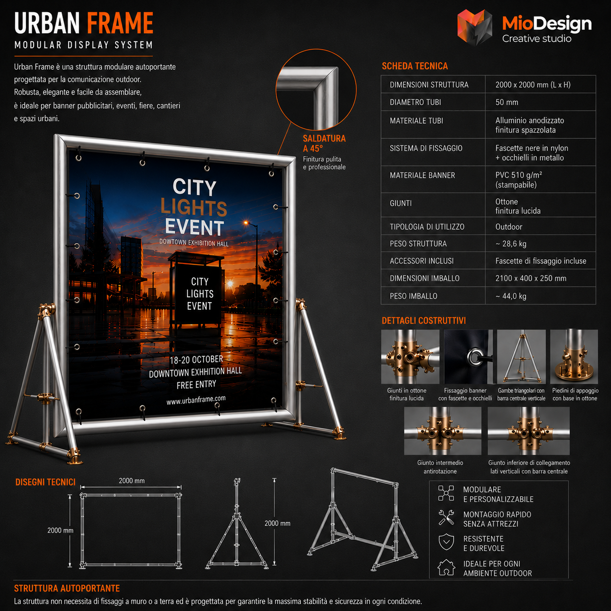 Urban stage frame 2x2               ( ordine minimo 10 PZ )