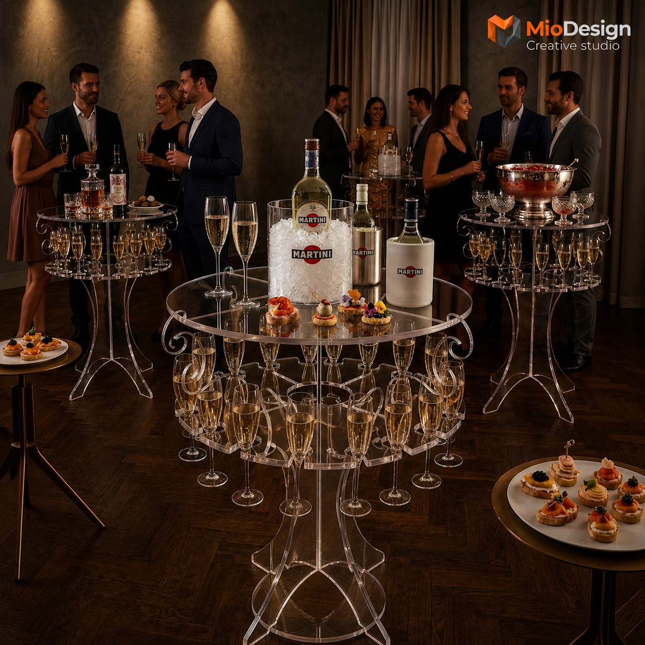 Tavolo cocktail con porta bicchieri