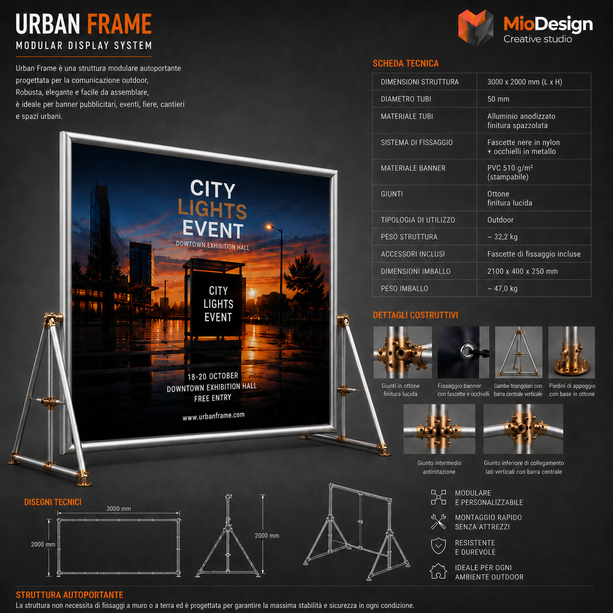 Urban stage frame 3x2               ( ordine minimo 10 PZ )